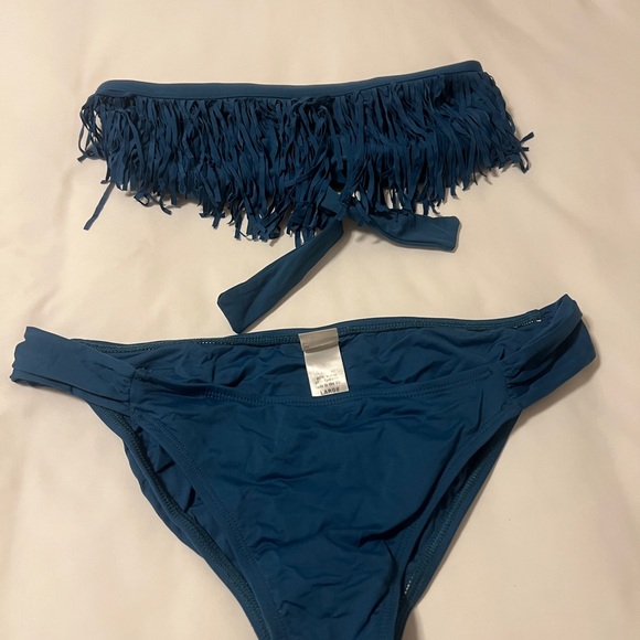 l*space Other - L*Space Blue Fringe Bikini Set